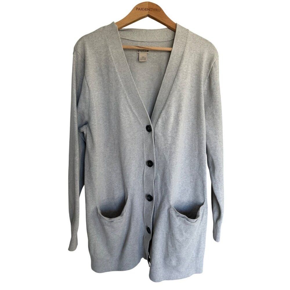 Duluth Trading Co. Women's XXL Grey Shiftless Cardigan Sweater Casual Pockets